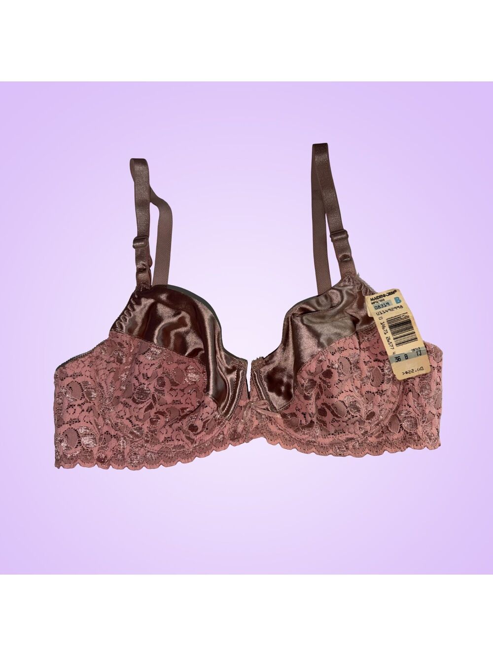 NWT Vintage Maidenform Rendezvous 8319 Pink Lace Satin Underwire Bra 36B USA